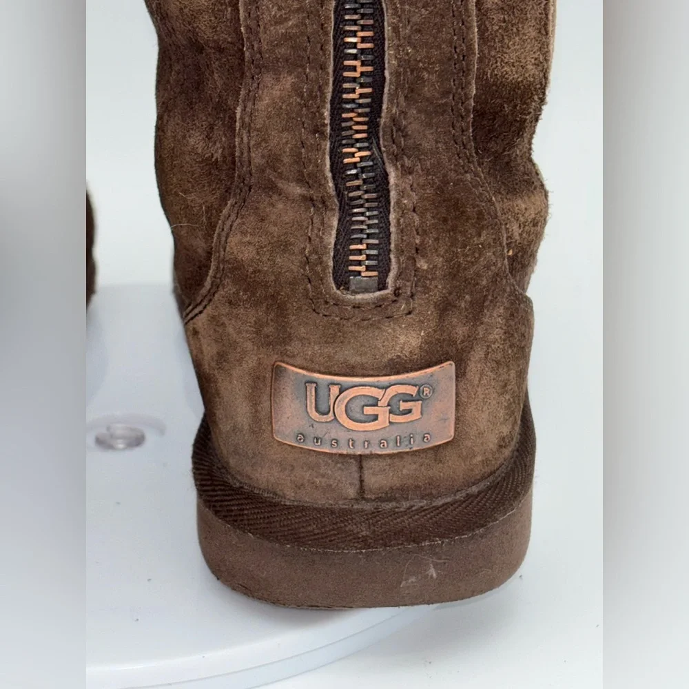 UGGS Knightsbridge Brown Boot Sheepskin Suede Tall Shoe Classic Leather Womens 7
